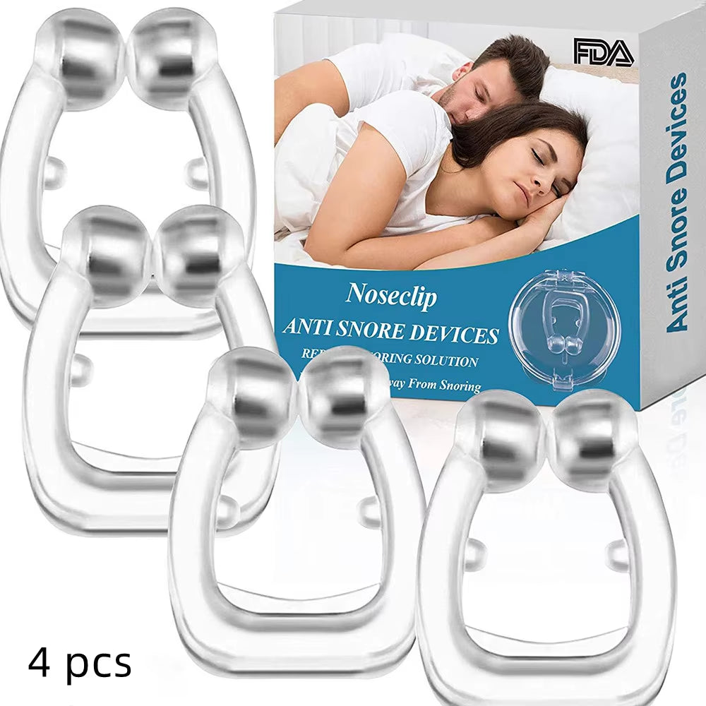 Magnetic Snore Stopper Ring Silicone 1/2/4 Pcs Aid Nasal Dilators Night Easy Breathe anti Device with Case Stop Snore Nose Clip