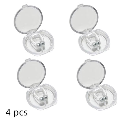 Magnetic Snore Stopper Ring Silicone 1/2/4 Pcs Aid Nasal Dilators Night Easy Breathe anti Device with Case Stop Snore Nose Clip