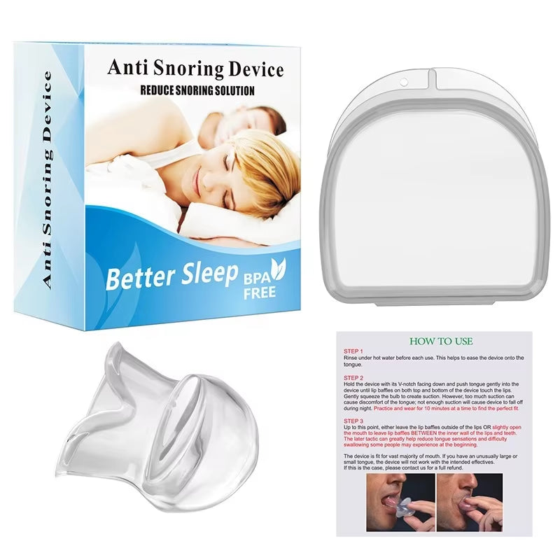 1Pcmedical Silicone anti Snore Device Apnea Aid Snore Stop Tongue Retainer anti Snoring Mouthpiece